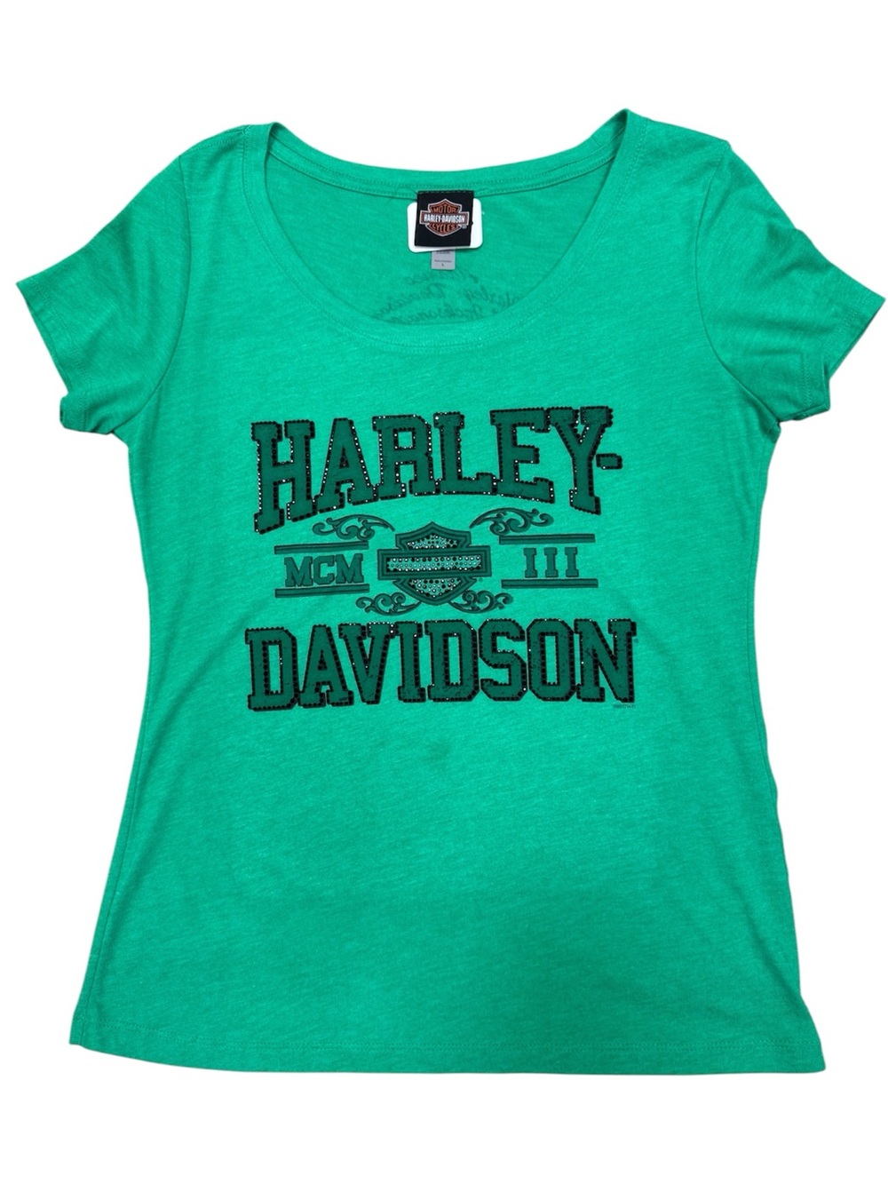 Harley-Davidson Kelly Green Women's Logo Tee Size Large